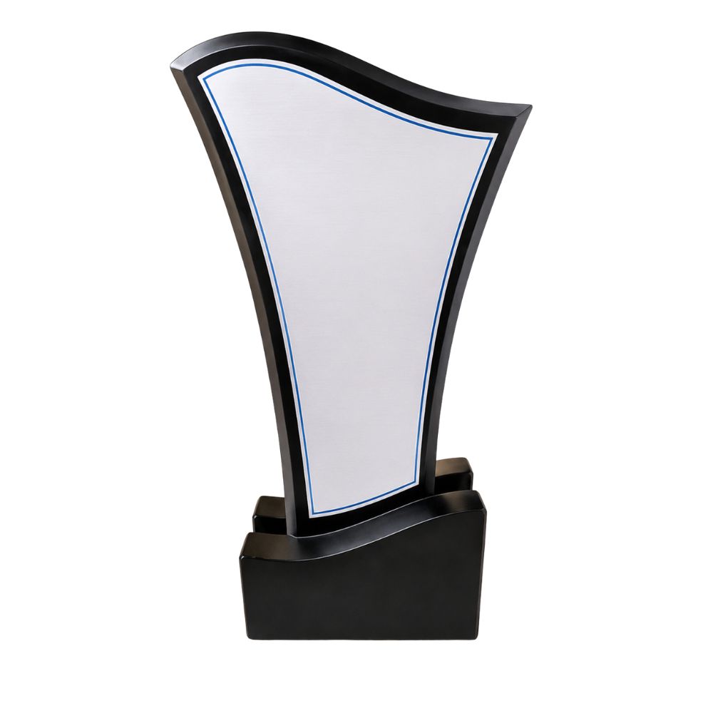 Modern Black & Silver Wooden Corporate Trophy Award for Employee Recognition