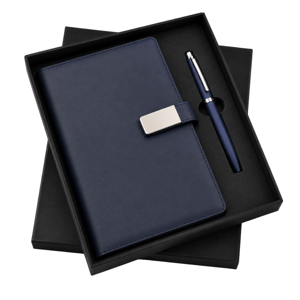 Executive Diary & Pen Gift Set with Metal Closure
