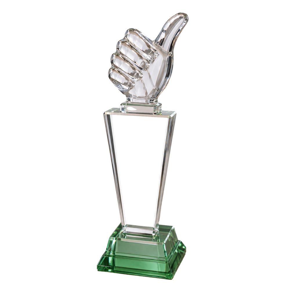 Crystal Thumbs Up Trophy Award