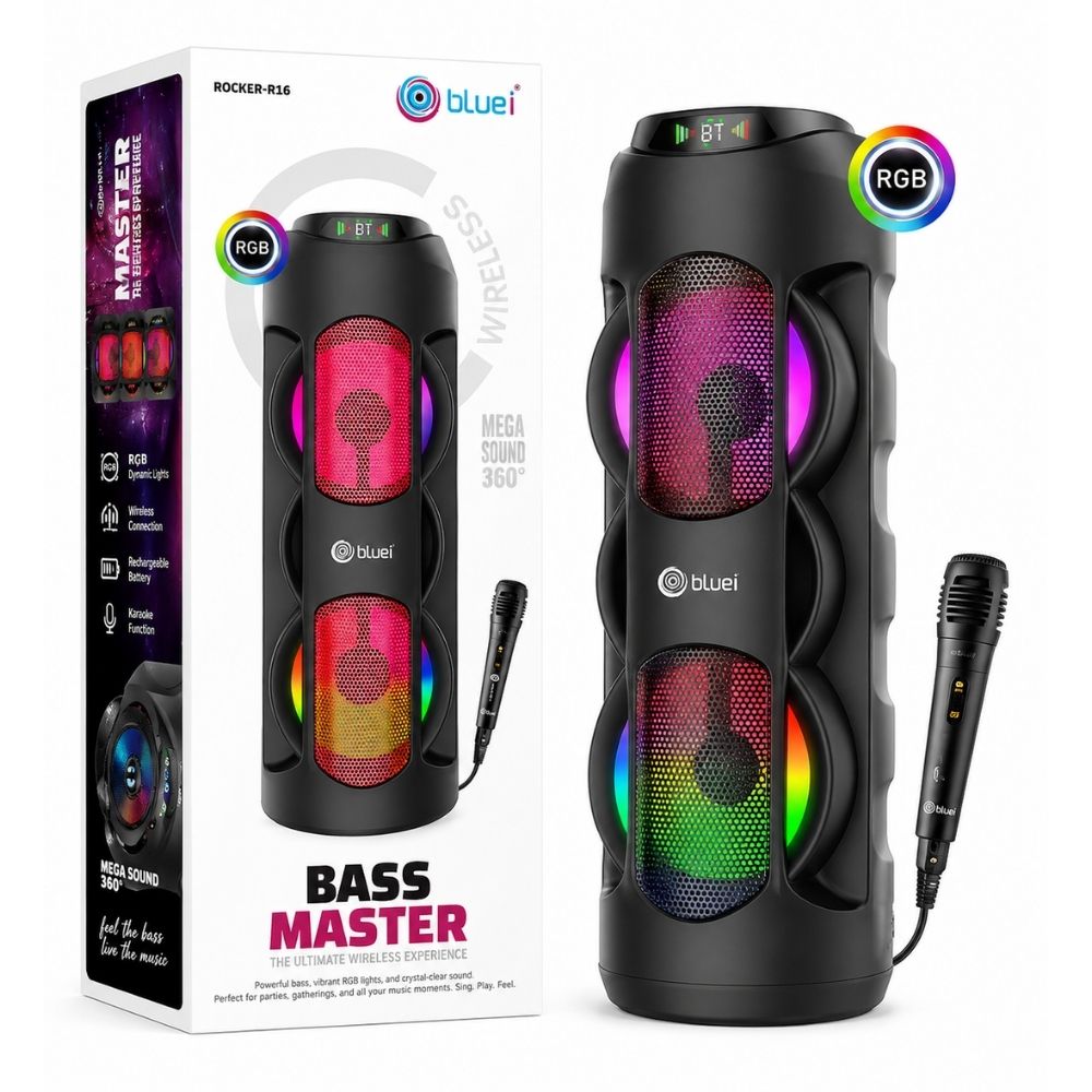 Bass Master Portable Karaoke Speaker with RGB Lights & 30W Output