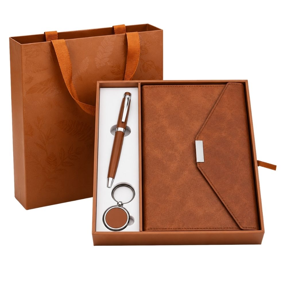 Brown Leatherette 3-in-1 Corporate Gift Set