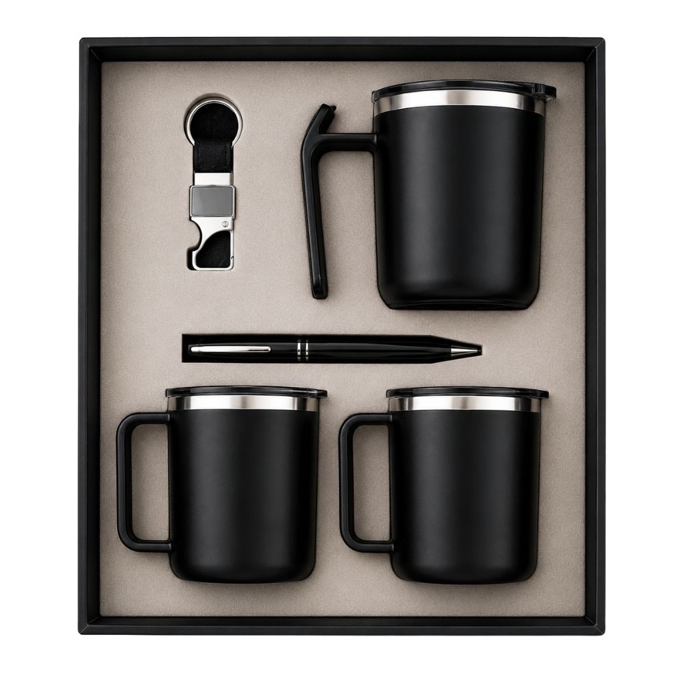 Coffee Mug Gift Set with Pen & Keychain for Corporate Gifting