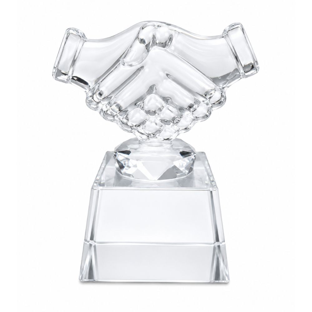 Crystal Handshake Trophy Award