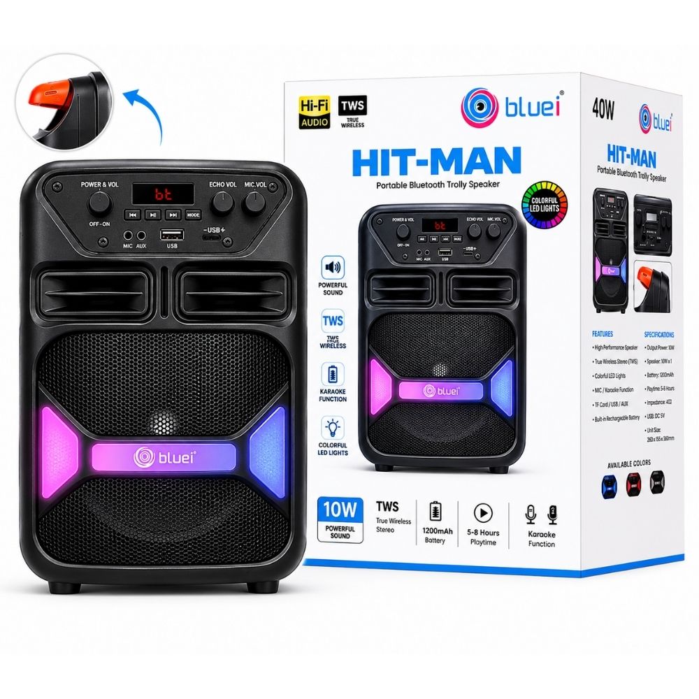 Portable Party Speaker with RGB Lights & 40W Output
