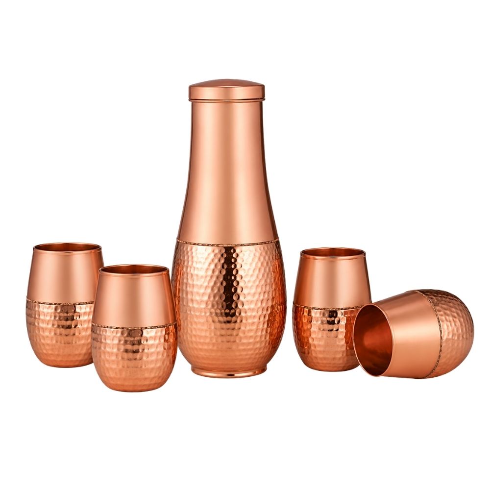 Premium Copper Bottle Set with 4 Glasses for Corporate Gifting | Globalware
