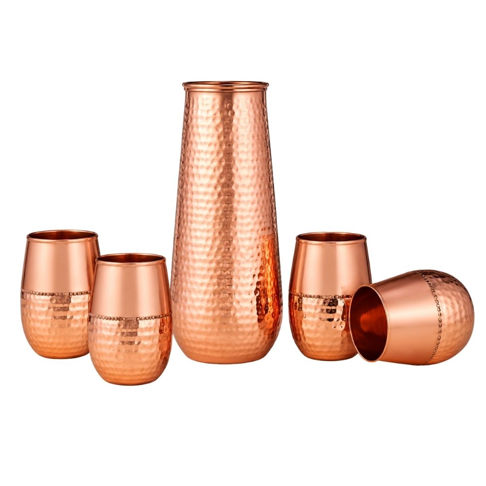 Premium Copper Jug Set with 4 Glasses for Corporate Gifting | Globalware