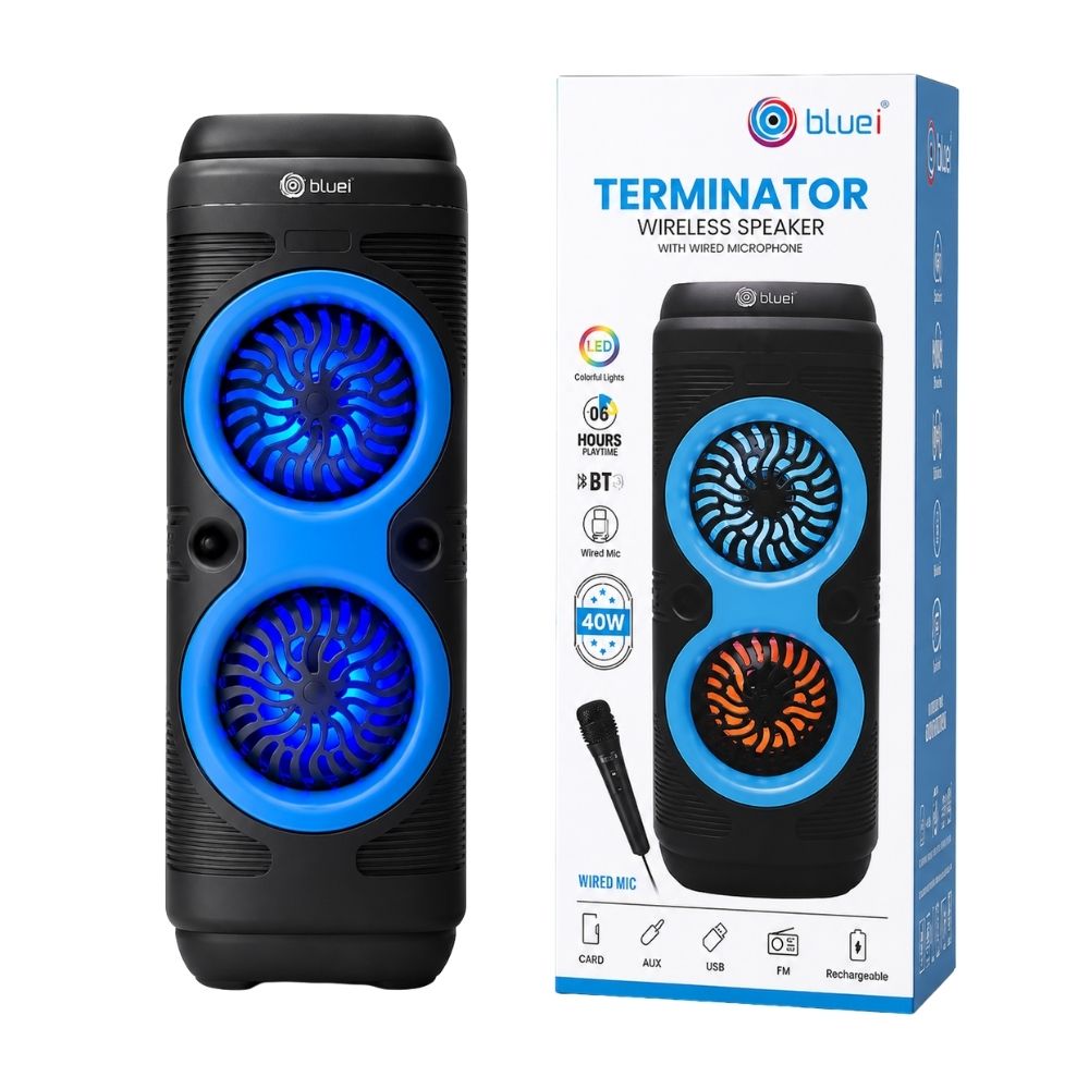 Portable Party Speaker with Wired Mic & RGB Lights