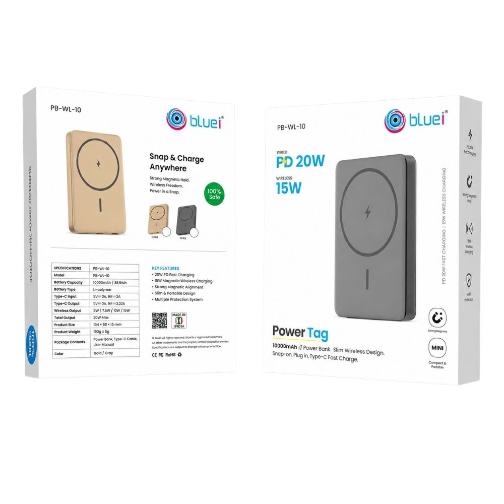 10000mAh Magnetic Wireless Power Bank with 20W PD Fast Charging