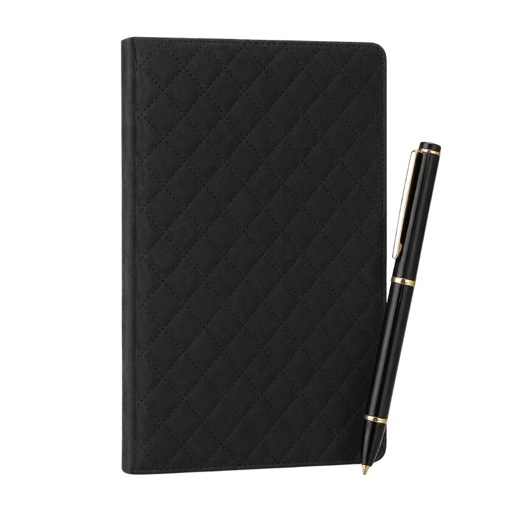 Quilted Notebook & Pen Gift Set with Premium Presentation Box