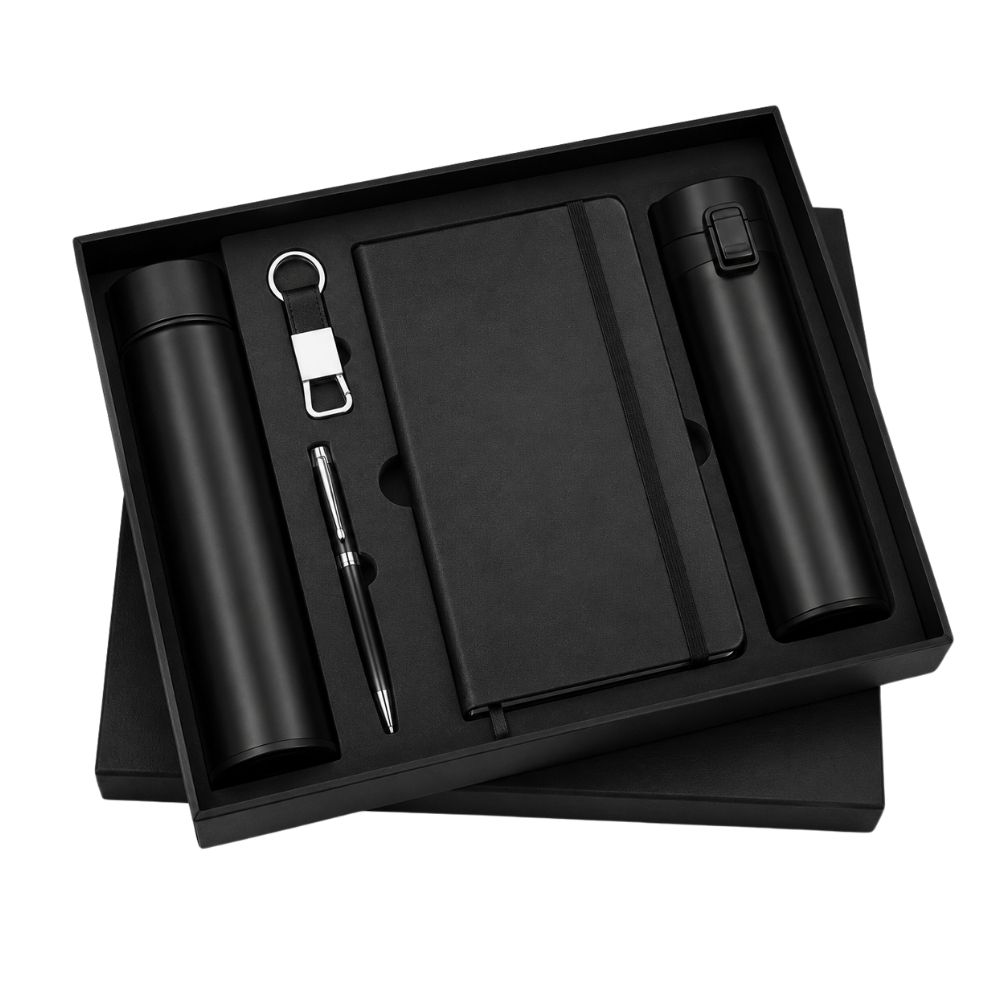 Executive Flask, Notebook, Pen and Keychain Gift Set