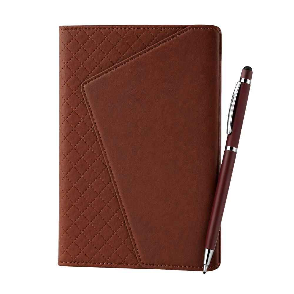 Dark Brown Dual Design Diary & Ball Pen Set