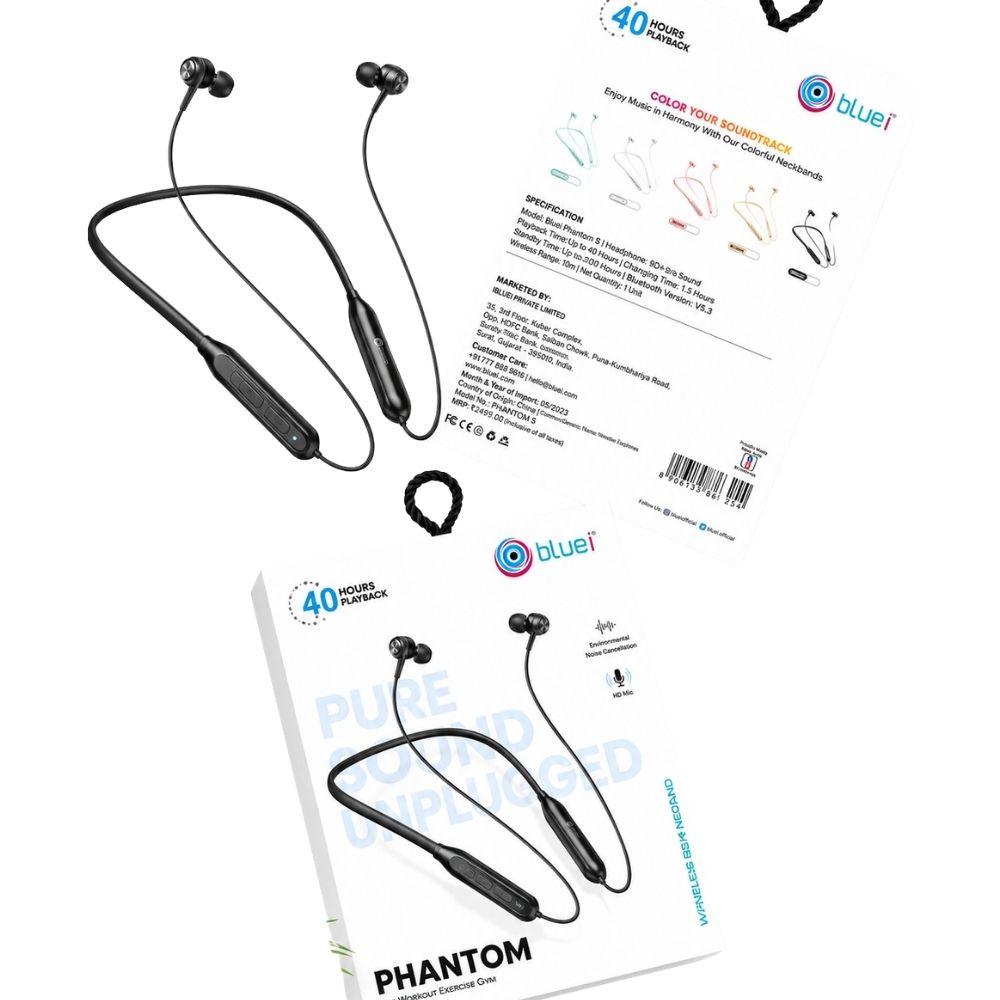 Phantom Wireless Neckband Earphones with 40 Hours Playtime