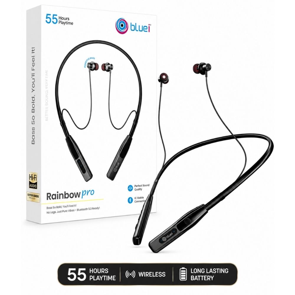 Rainbow Pro Wireless Neckband Earphones with 55 Hours Playtime