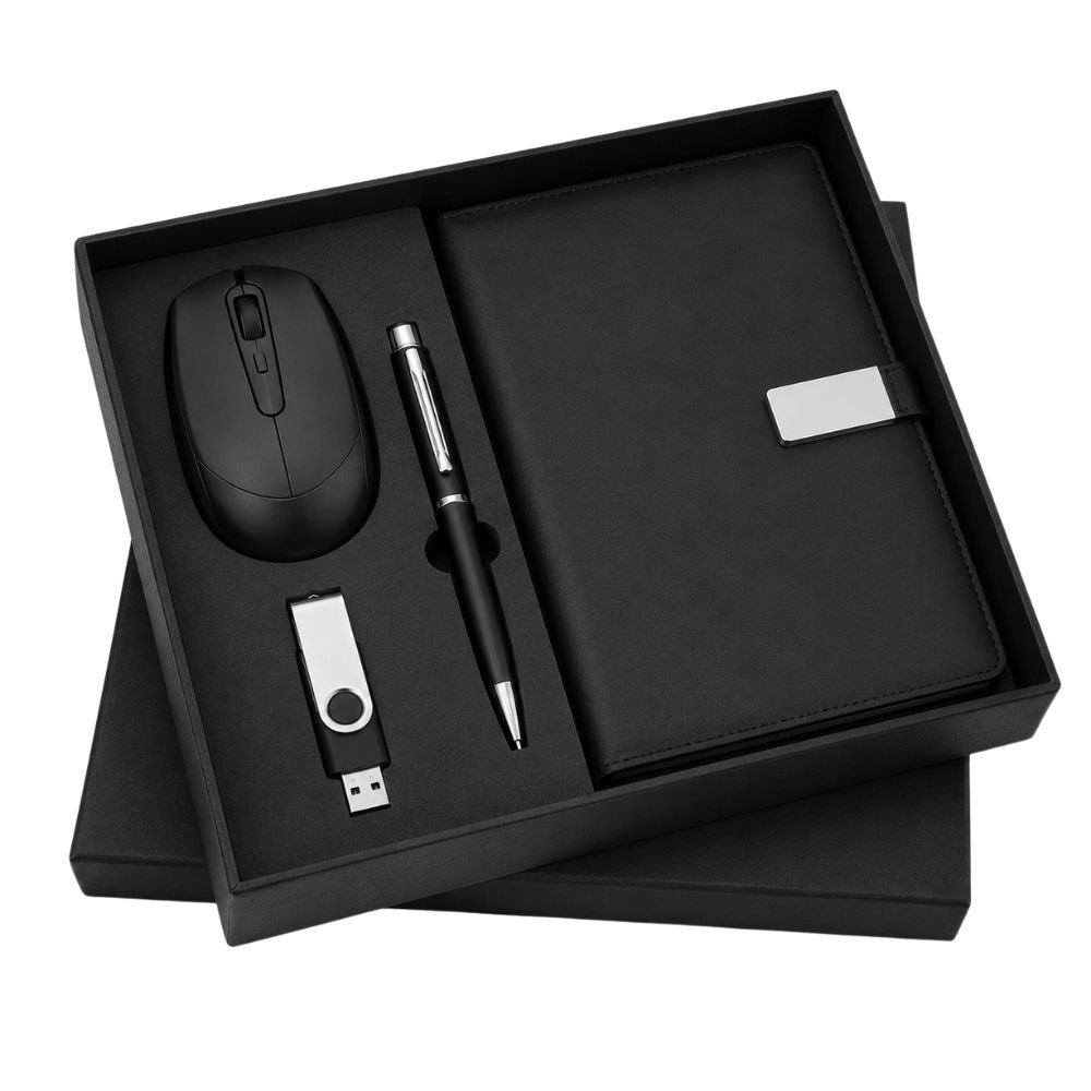 4 in 1 Wireless Mouse, Notebook, Pen and USB Drive Gift Set