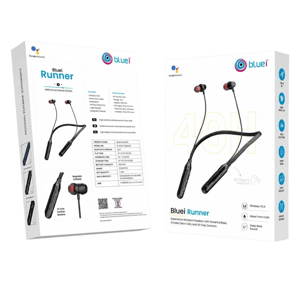 Runner Wireless Neckband Earphones with 45 Hours Playtime