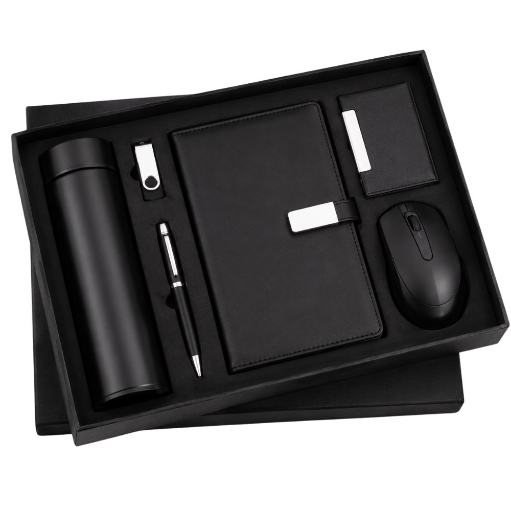6 in 1 Executive Diary, Bottle, Wireless Mouse, Pen, Card Holder and Keychain Gift Set