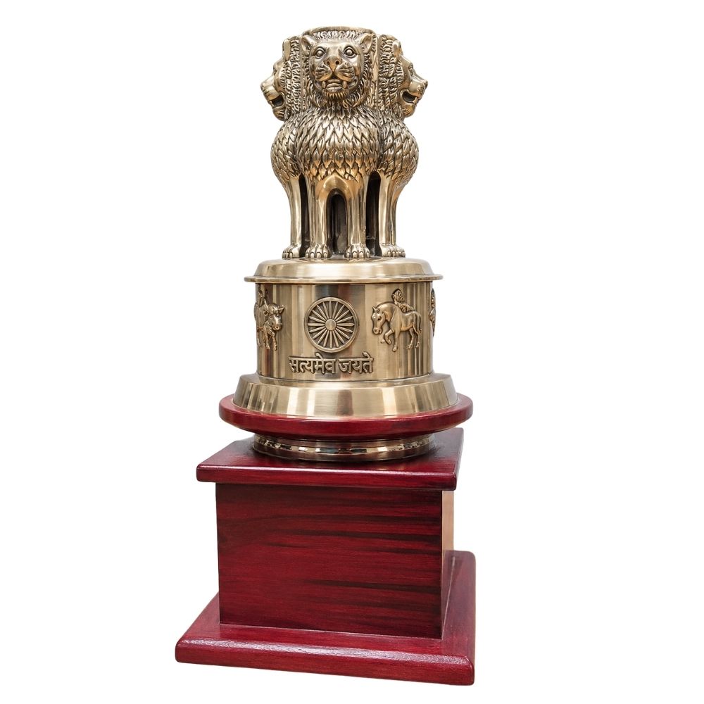 Ashoka Pillar Trophy with Wooden Base – Luxury Corporate Award Memento