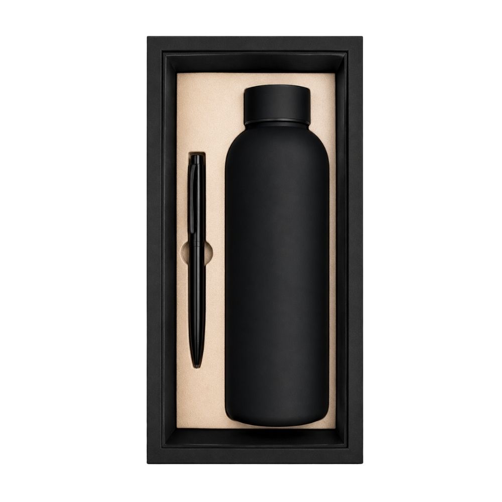 Matte Black Bottle & Pen Gift Set with Premium Box