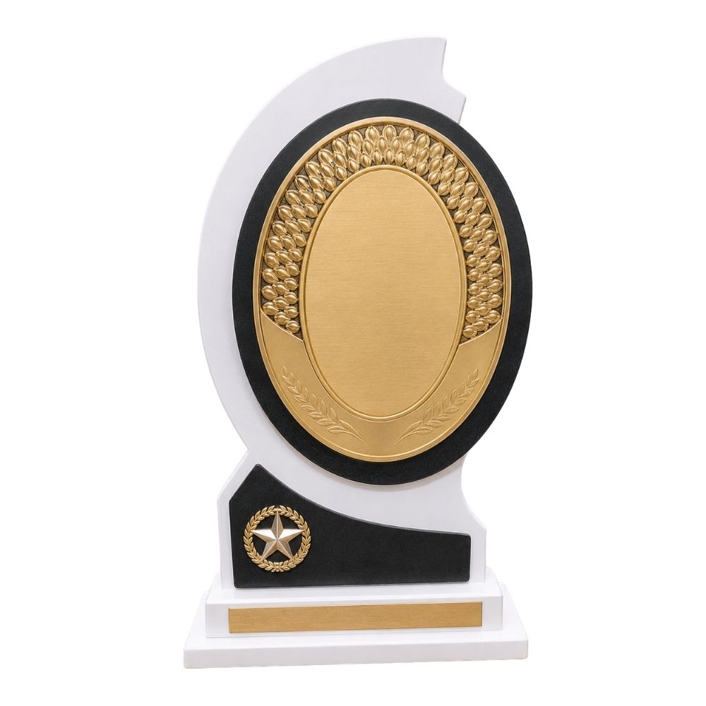 Oval Designer Trophy Award with Golden Plate – Premium Corporate Recognition Memento