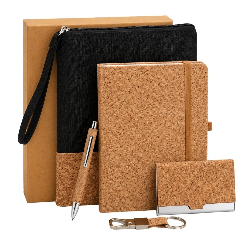 Eco-Friendly Cork Diary, Pen and Card Holder Gift Set