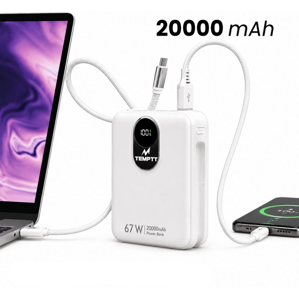 67W GaN Laptop Charging Power Bank with 20000mAh Capacity