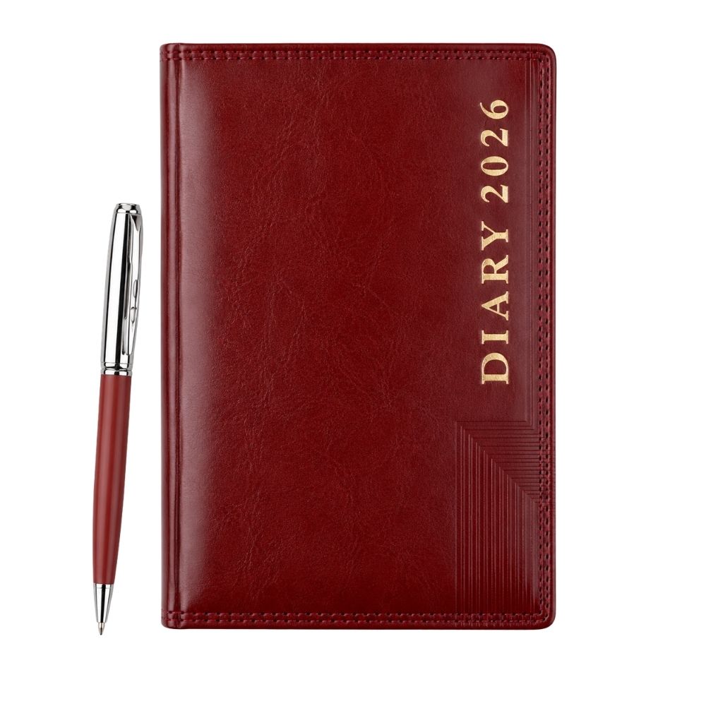 Leather A5 Diary & Twisting Metal Pen Two in One Combo Set