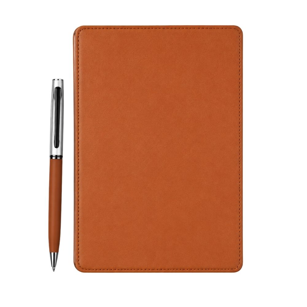 Canvas A5 Notebook & Twisting Metal Pen Two in One Combo Set
