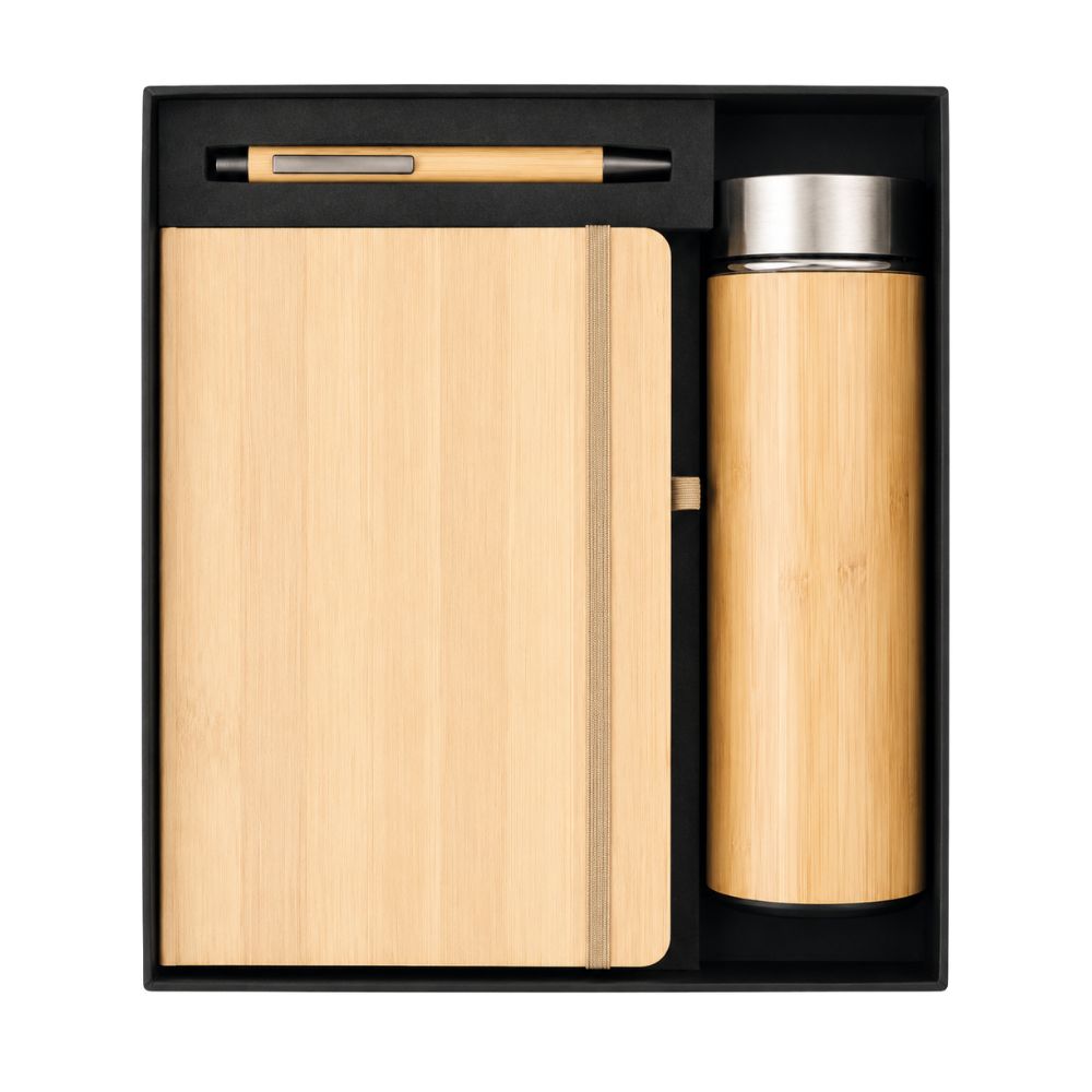 Wooden Notebook & Bottle Gift Set for Corporate Gifting