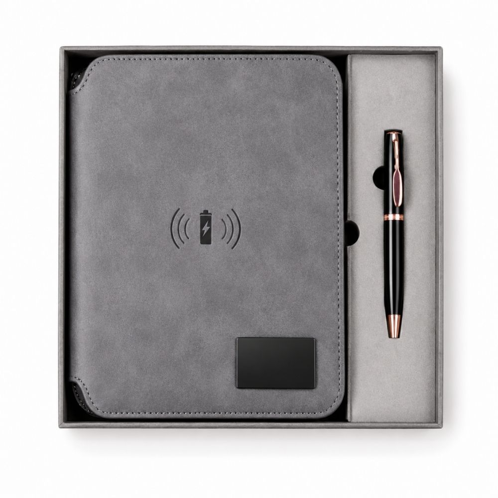 Smart Organizer Diary with Wireless Charging, Pen & Card Holder