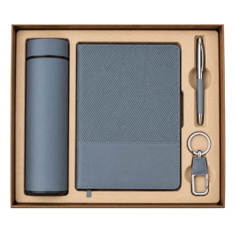 Executive Notebook, Flask, Pen & Keychain Gift Set