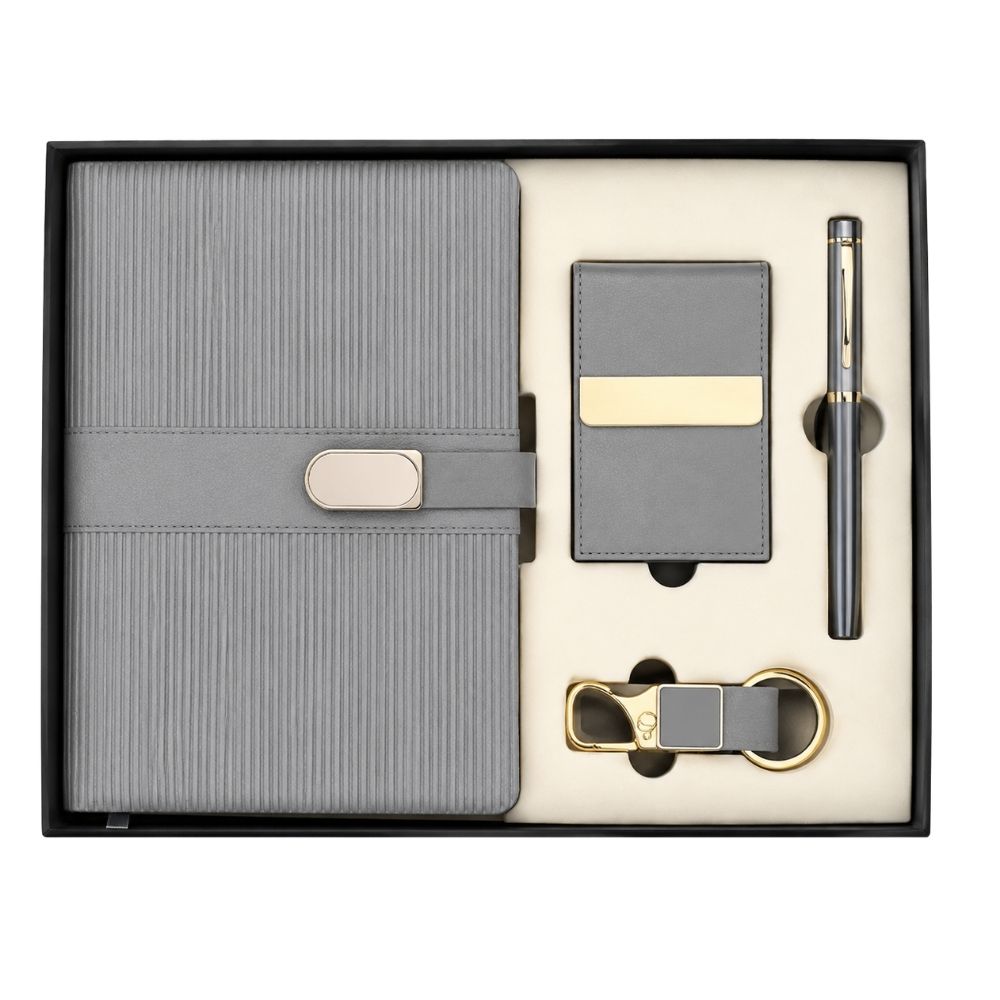Business Class Notebook, Card Holder, Pen & Keychain Gift Set