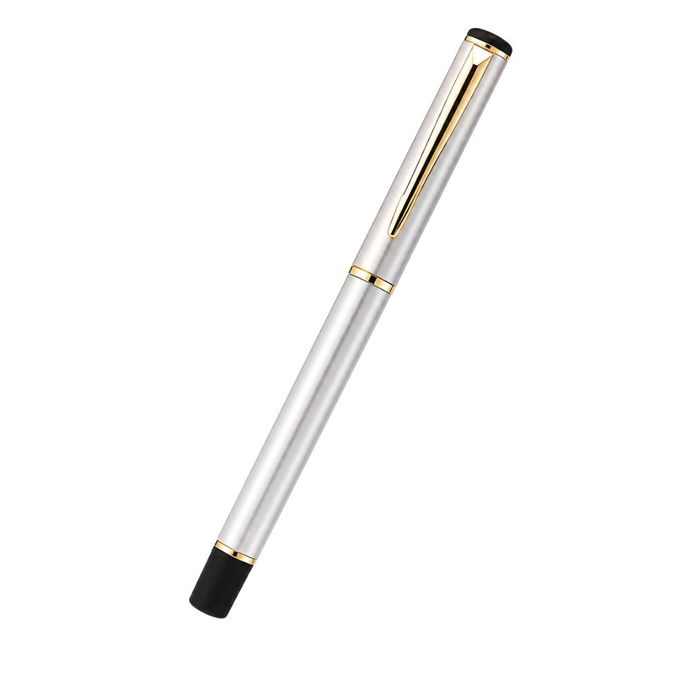 White & Gold Metal Roller Pen
