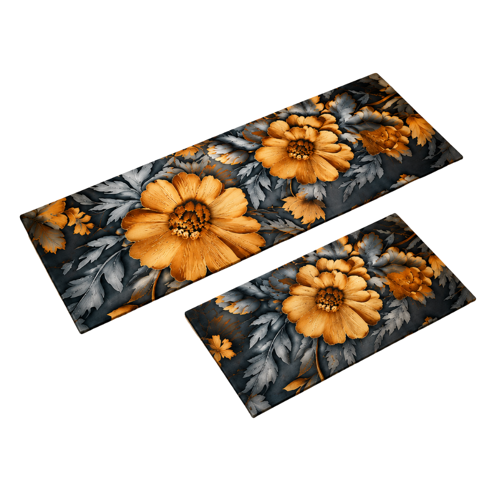 2 Piece Kitchen Mat Set Runner & Doormat – Soft Anti-Slip Floor Mats