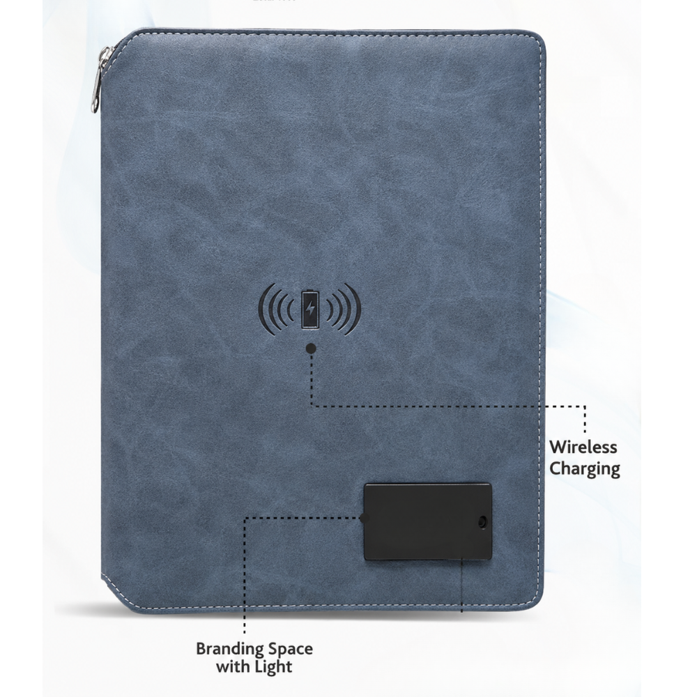 Executive A5 Wireless Charging Portfolio with 8000mAh Power Bank & 16GB Pen Drive