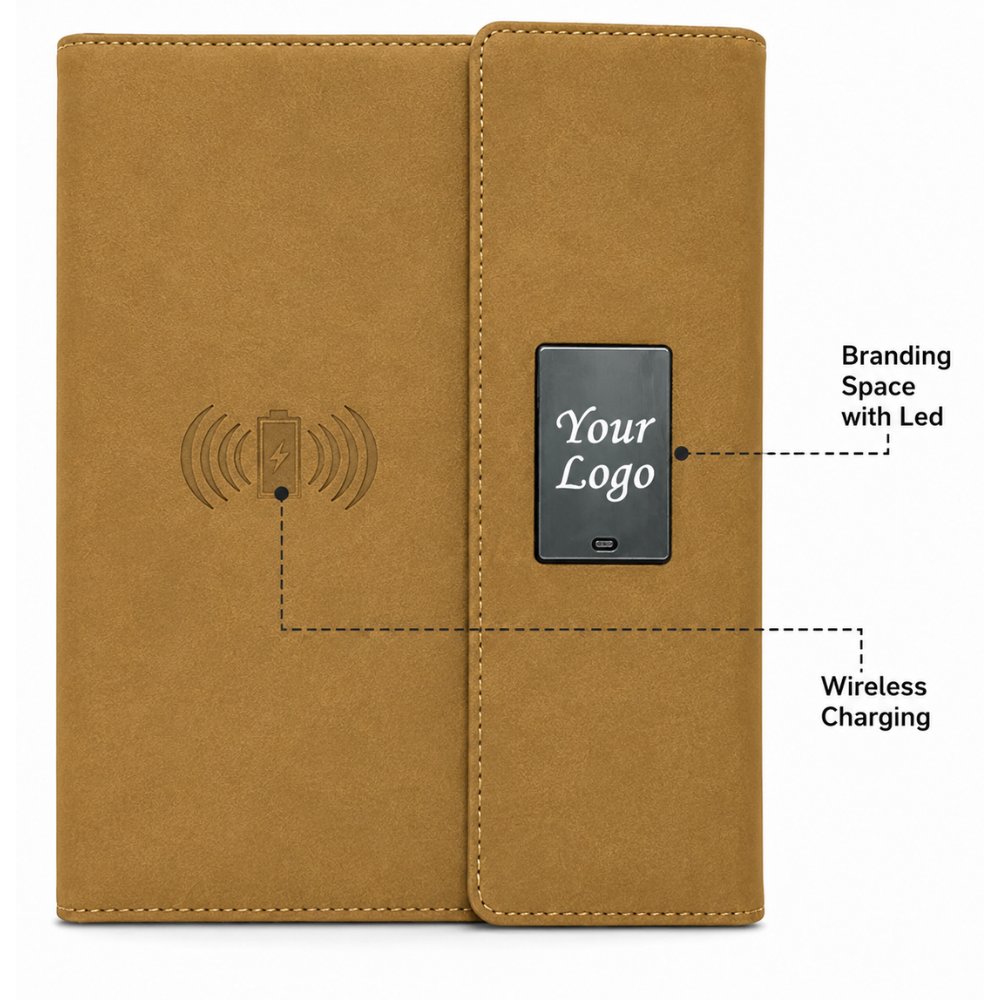 Executive A5 Wireless Charging Portfolio with LED Logo & Digital Display