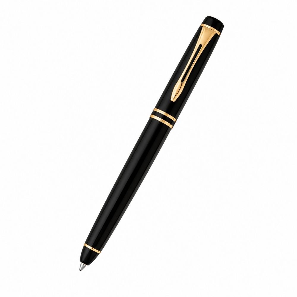 Black Metal Roller Pen with Gold Detailing