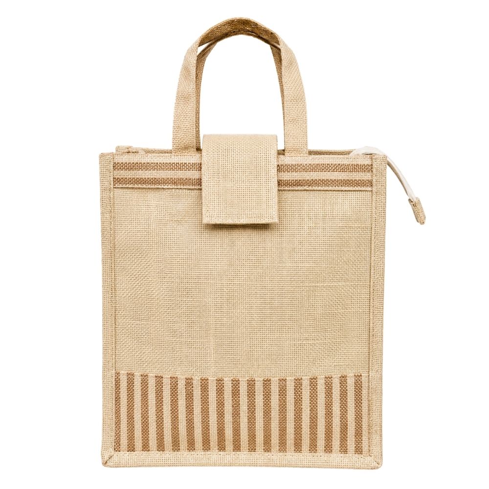 Jute Zipper Utility Bag with Front Flap for Corporate Gifting & Branding