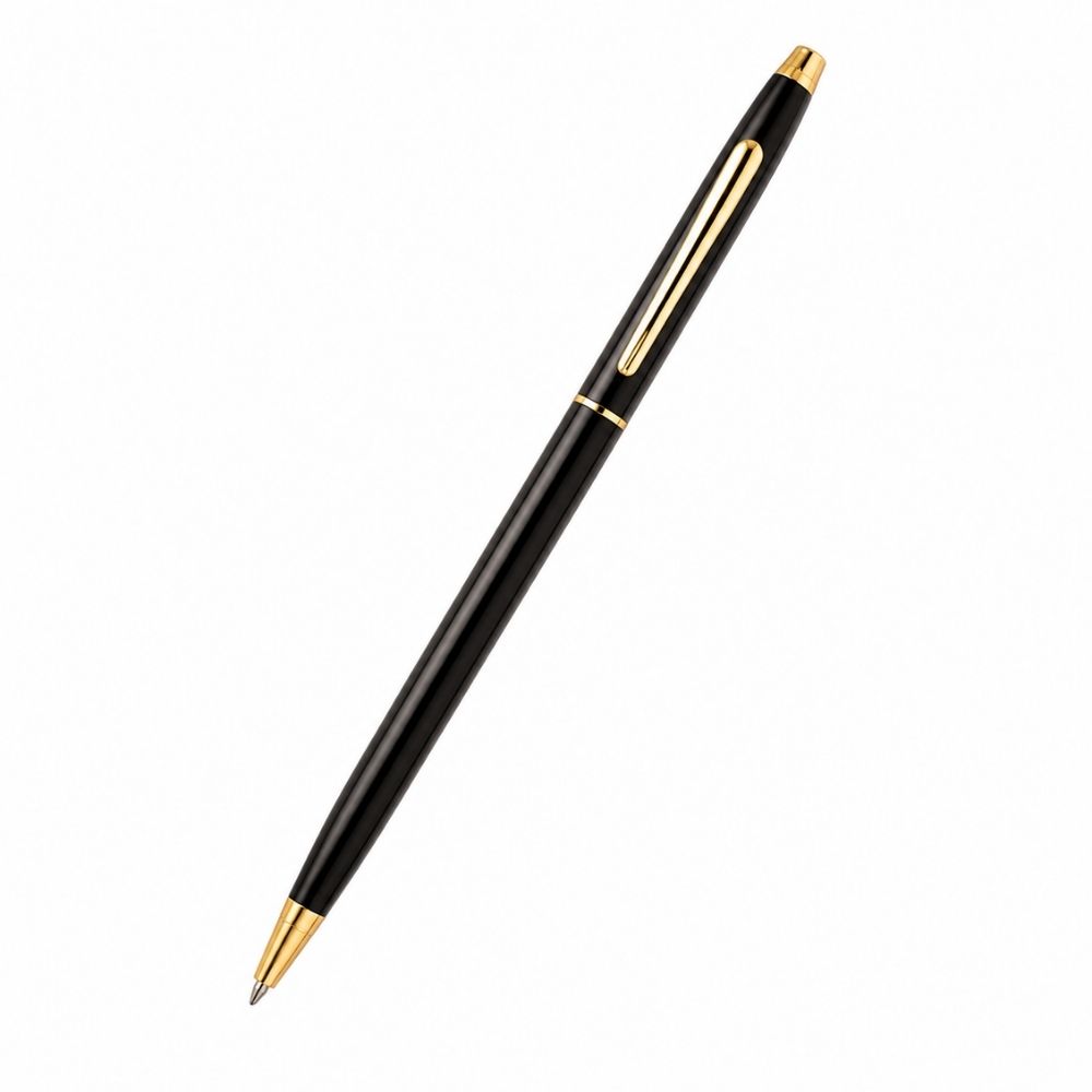 Black Metal Ball Pen with Gold Accents