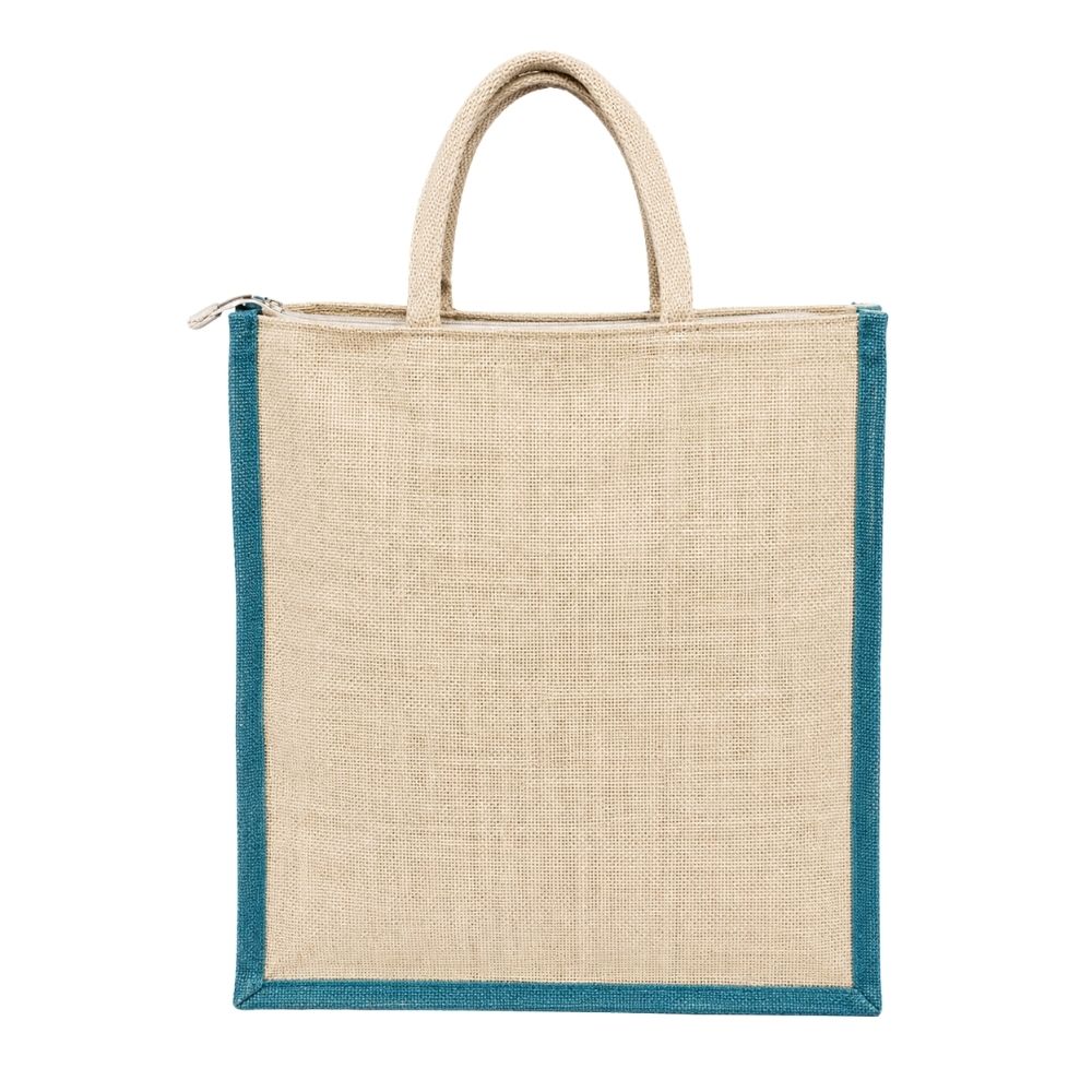 Jute Zipper Conference Bag with Contrast Border