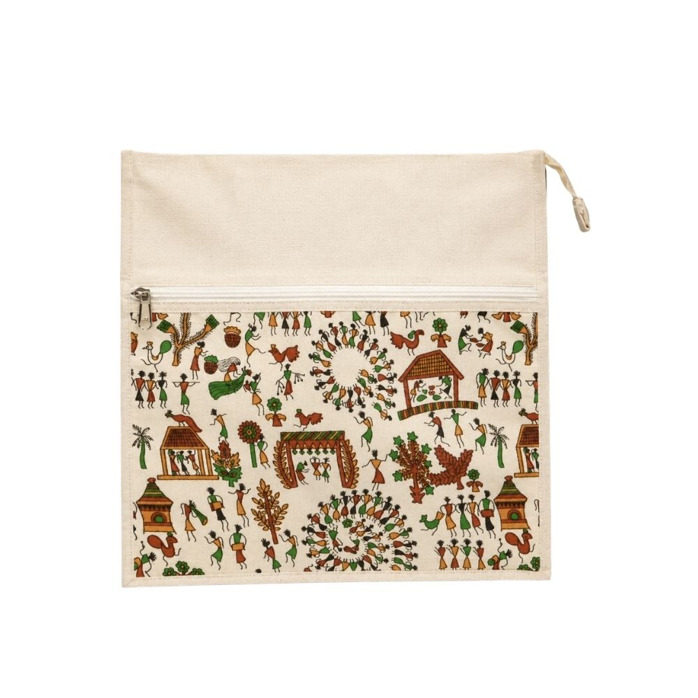 Canvas Sling Document Bag with Printed Front Pocket