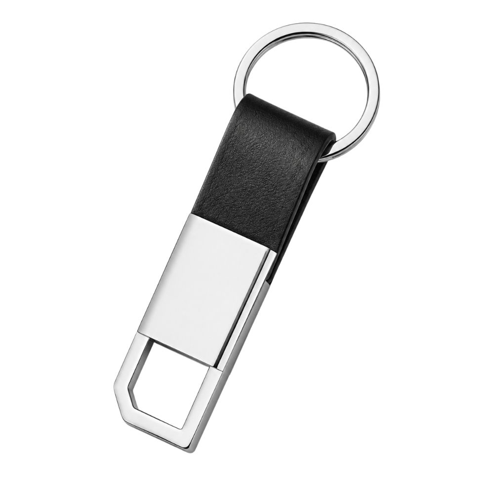 Leather Accent Metal Keychain for Corporate Gifting