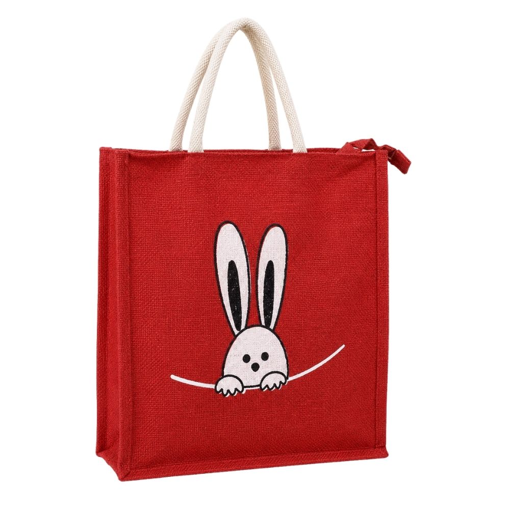 Printed Jute Tote Bag with Zipper for Corporate Gifting & Branding
