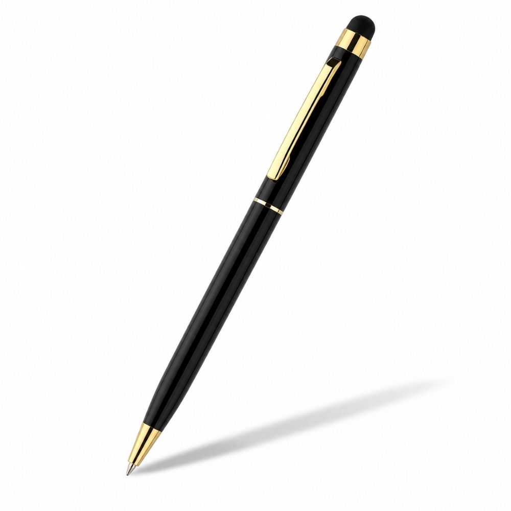 Black Stylus Metal Pen with Gold Accents