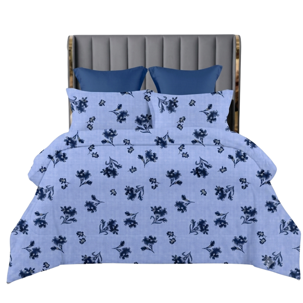 Royal Look Mauve Leaf Print Casement Double Bedsheet with 2 Pillow Covers | 90×100 Inches