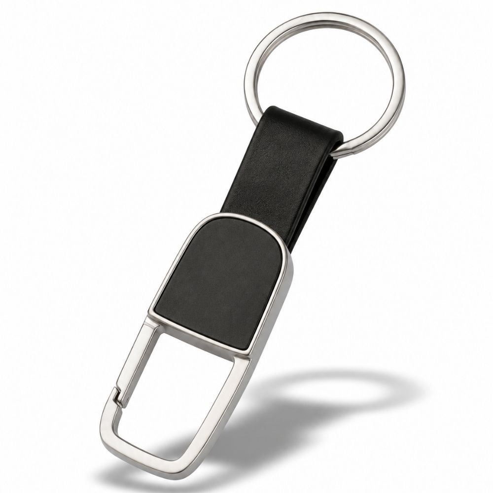 Leather Strap Keychain with Metal Frame for Corporate Branding