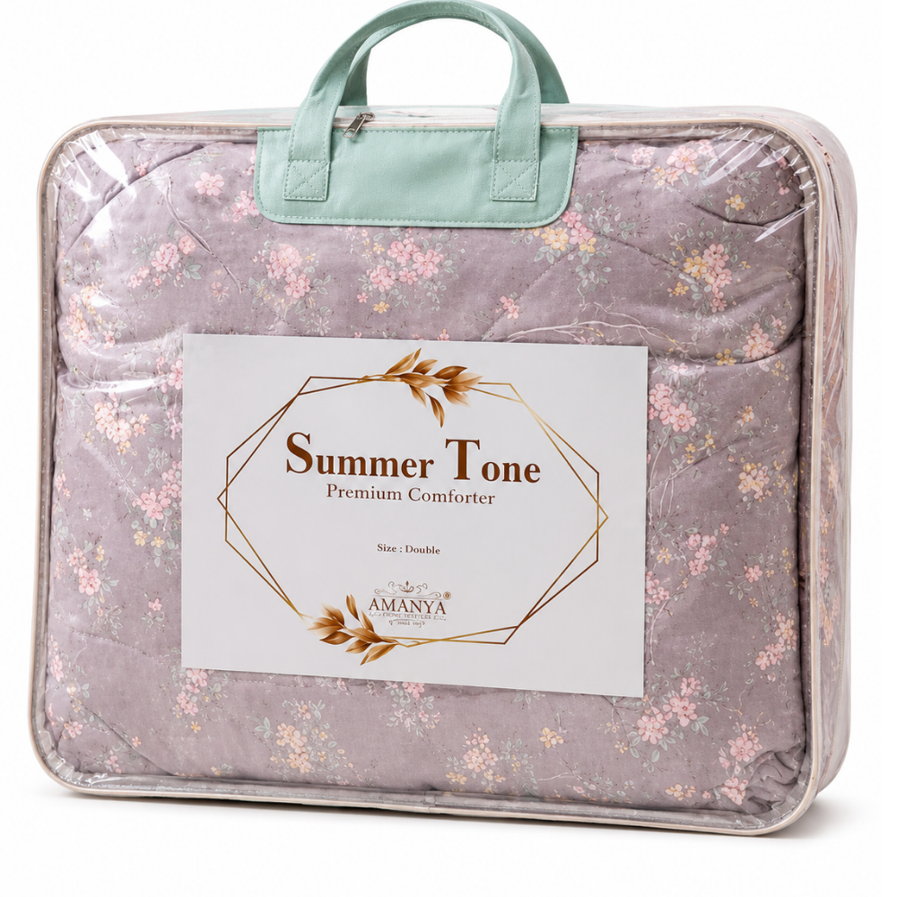 Summer Tone Double Comforter with Lace 90 x 100 Inches