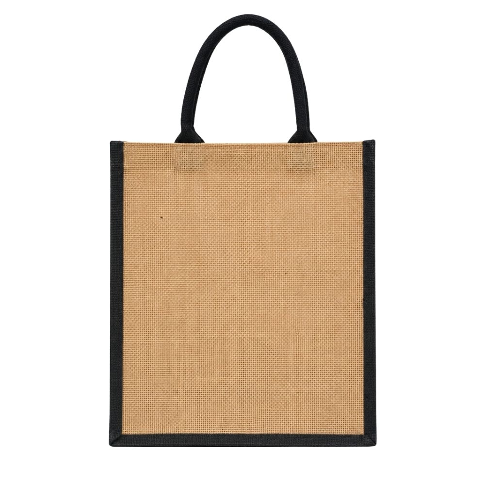 Natural Jute Tote Bag with Contrast Handles for Corporate Branding