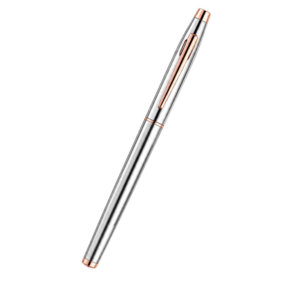 Silver Metal Pen with Rose Gold Accents for Corporate Gifting