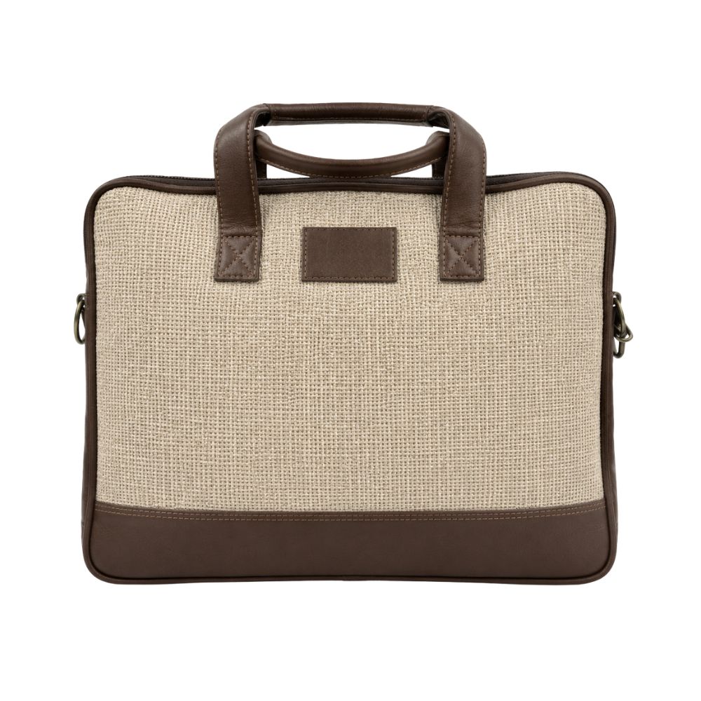 Executive Jute Laptop Bag with Leatherette Handles