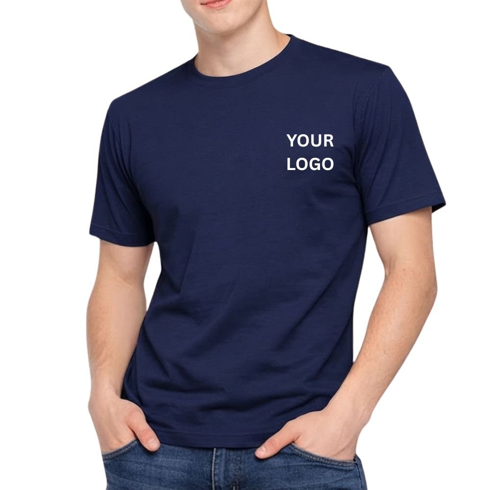 Custom Round Neck T-Shirt with Logo Printing for Corporate Uniform
